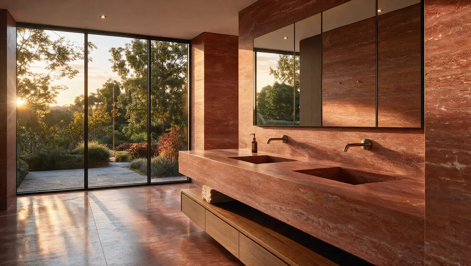 Bathroom — Red Travertine