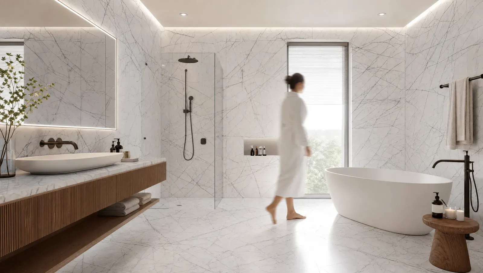 Bathroom — Spider White Marble