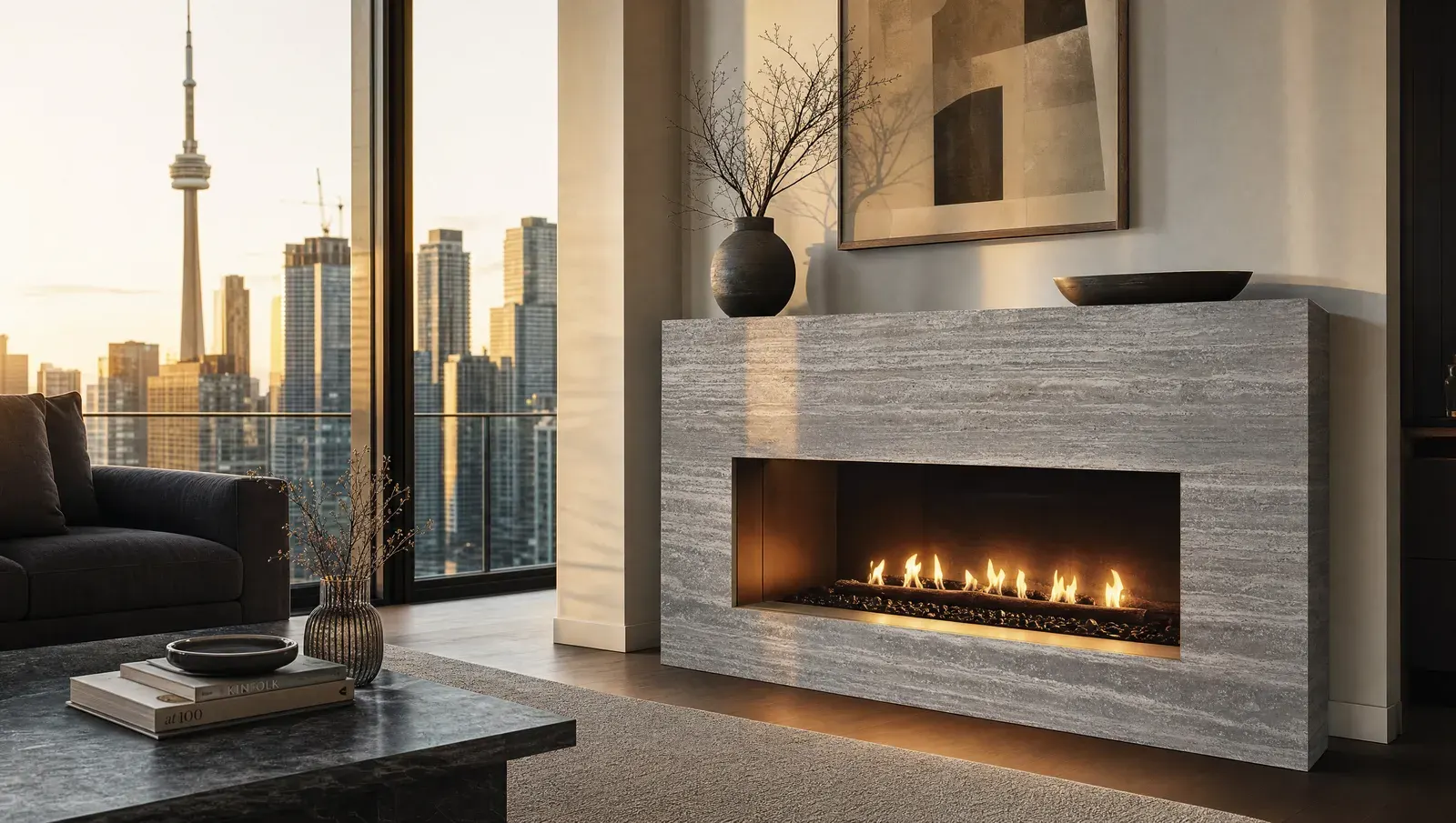 Fireplace — Silver Travertine